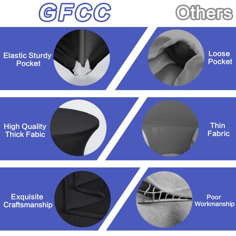GFCC 3 Foot (36") Black Spandex Fitted Stretchable Round Stretch Tablecloth Table Covers - Image 2